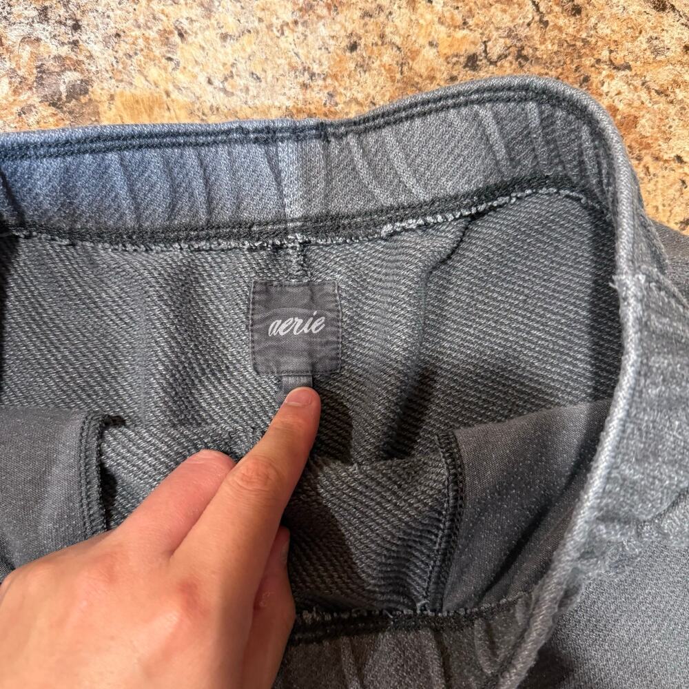 Aerie Faded Smoked Gray Lounge Fleece-Of-Mind High Waisted Shorts- Size M - Picture 3 of 7